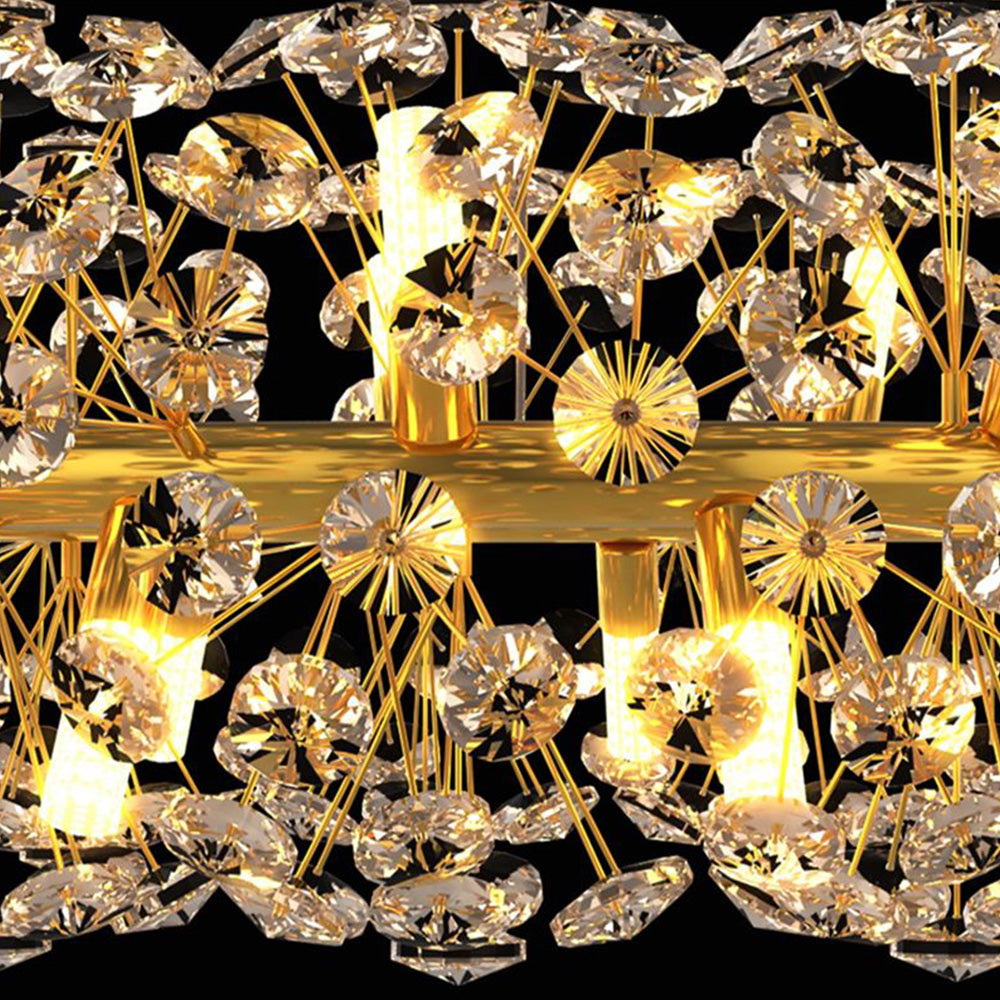 Arisha Luxury Lineal/Flower Chandelier, Gold, Metal/Crystal - Neutral Decor