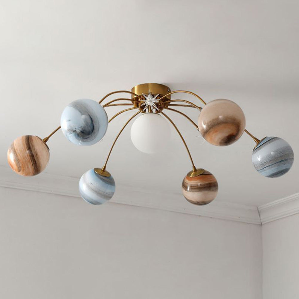 Aria Modern Planet Flush Mount Ceiling Light, Living Room - Neutral Decor