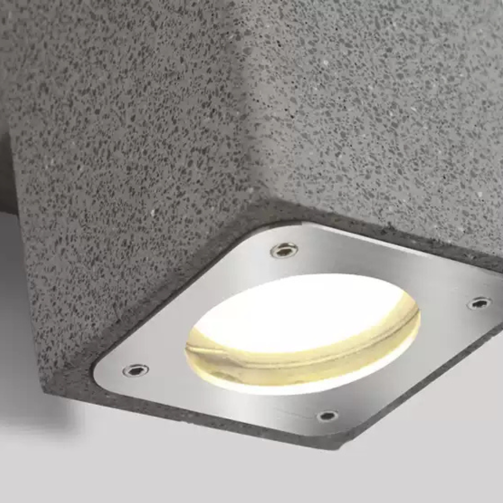 Ray Minimalist Cement Square Outdoor Wall Lamp, White - Neutral Decor