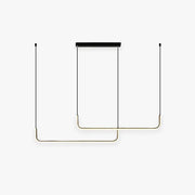Sorev Modern Linear Pendant Light Double Frame, Black/Gold-Neutral Decor