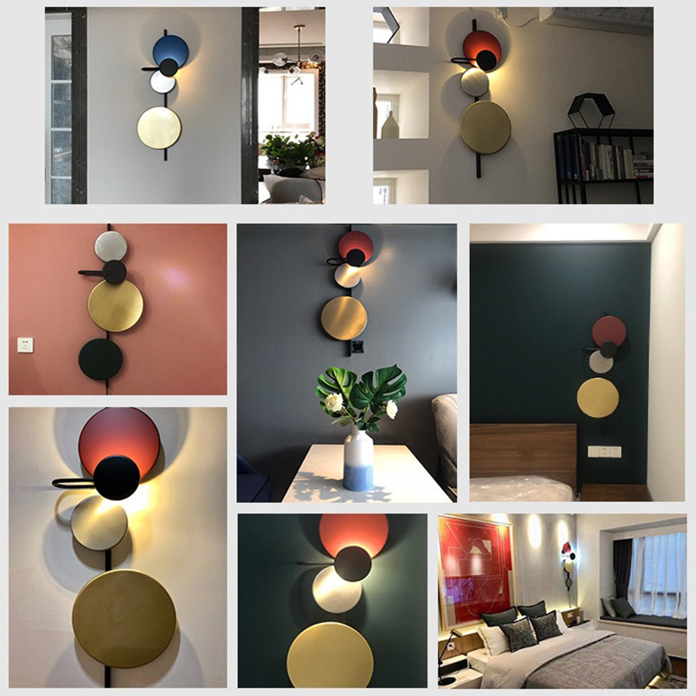 Aira Modern Art Deco Circular Colorful Metal Wall Lamp - Neutral Decor