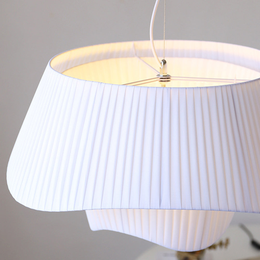 Ritta French Country Fabric/Metal Pendant Light, White - Neutral Decor