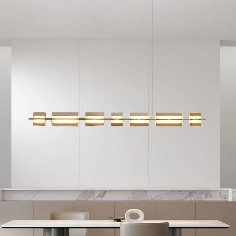 Arisha Modern Nordic Linear Copper/Glass Pendant Light, Brass/Black - Neutral Decor