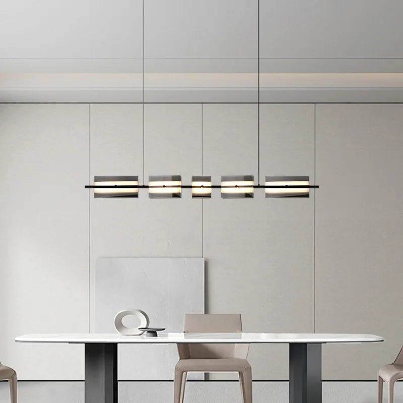 Arisha Modern Nordic Linear Copper/Glass Pendant Light, Brass/Black - Neutral Decor