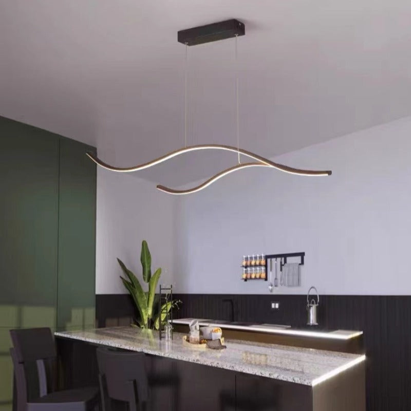 Arisha Curved Linear Pendant Light, Black/Gold - Neutral Decor