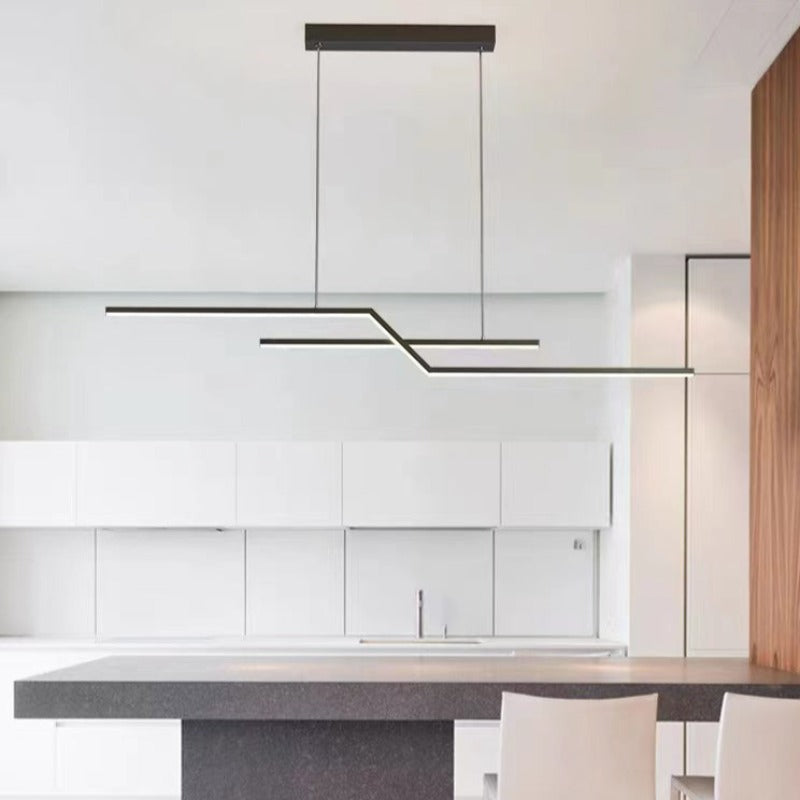 Arisha Parallel Fold Linear Pendant Light, Black/Gold, Living Room - Neutral Decor