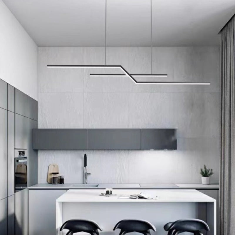 Arisha Parallel Fold Linear Pendant Light, Black/Gold, Living Room - Neutral Decor