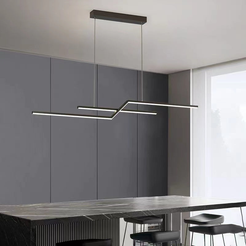 Arisha Parallel Fold Linear Pendant Light, Black/Gold, Living Room - Neutral Decor