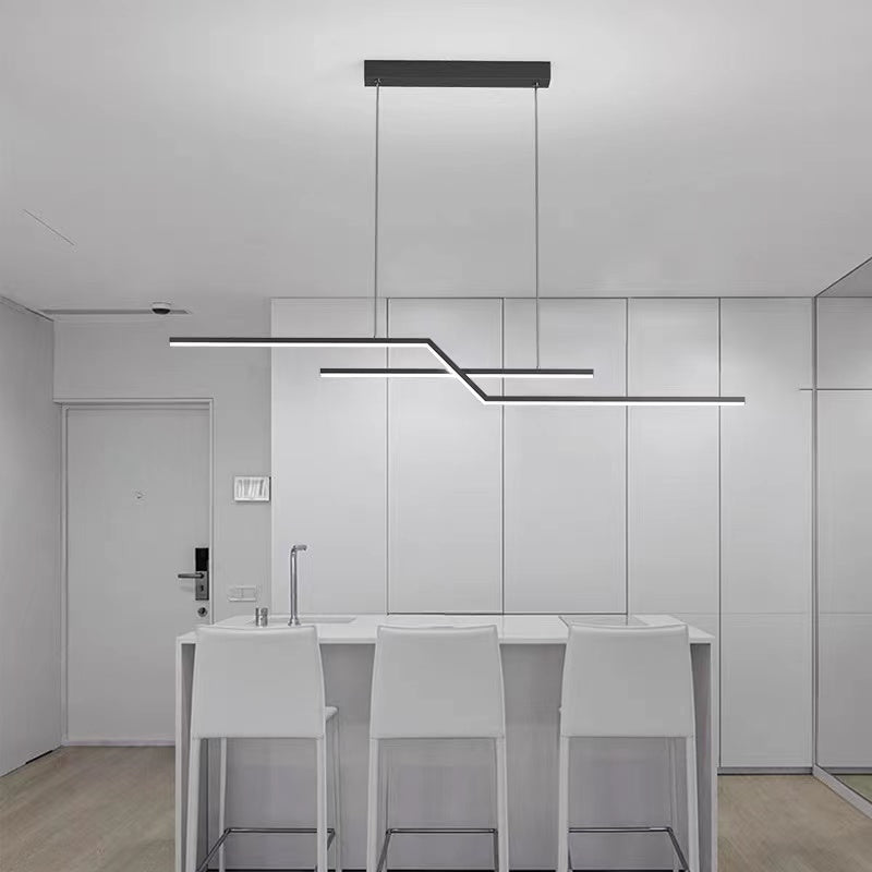 Arisha Parallel Fold Linear Pendant Light, Black/Gold, Living Room - Neutral Decor