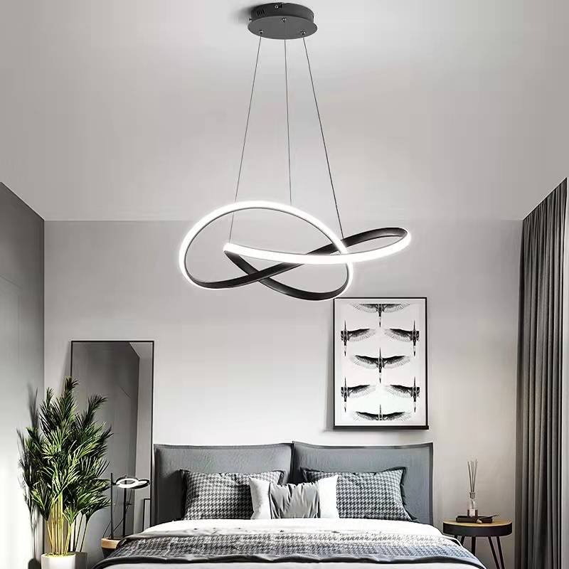 Arisha Pendant Light linear Modern, Acrylic/Metal, Black/White, Dining Room - Neutral Decor