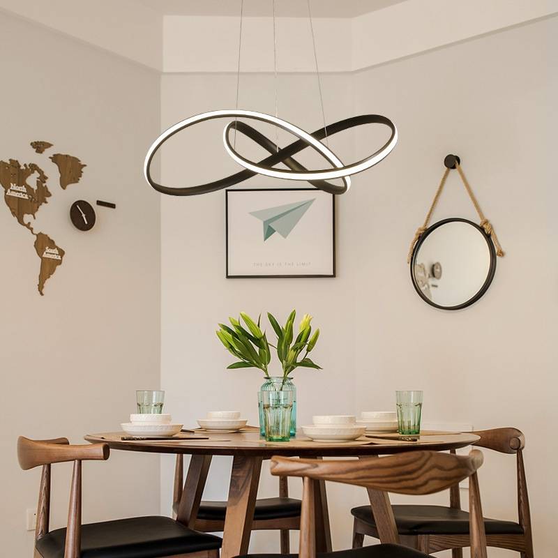Arisha Pendant Light linear Modern, Acrylic/Metal, Black/White, Dining Room - Neutral Decor