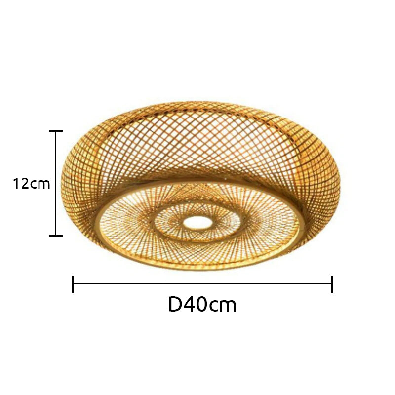 Muto Rattan Woven Rustic LED Flush Mount Ceiling Light - Neutral Decor