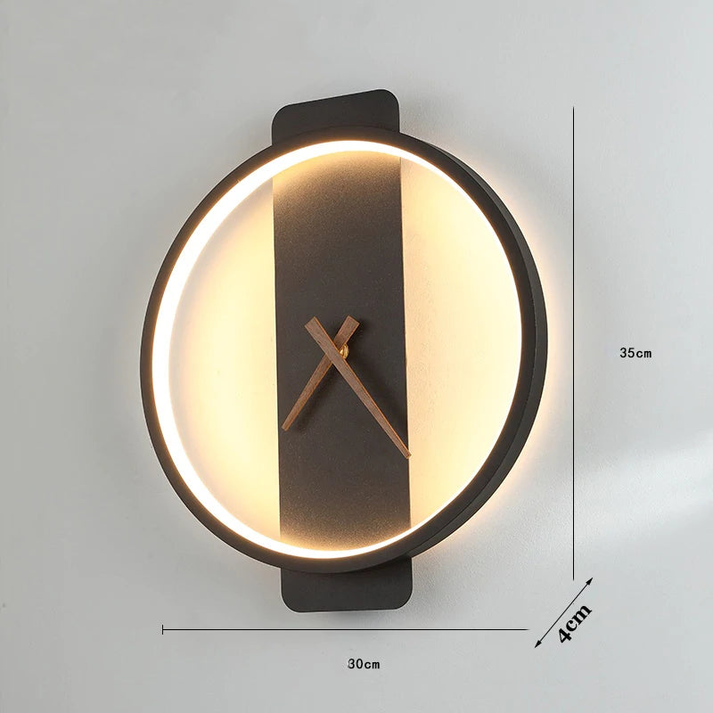 Valentina Arisha Square Clock Metal & Acrylic Wall Lamp, Gold - Neutral Decor