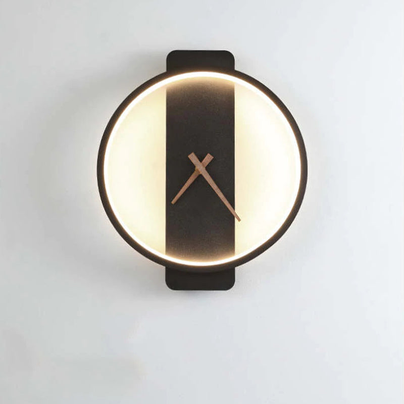 Valentina Arisha Square Clock Metal & Acrylic Wall Lamp, Gold - Neutral Decor