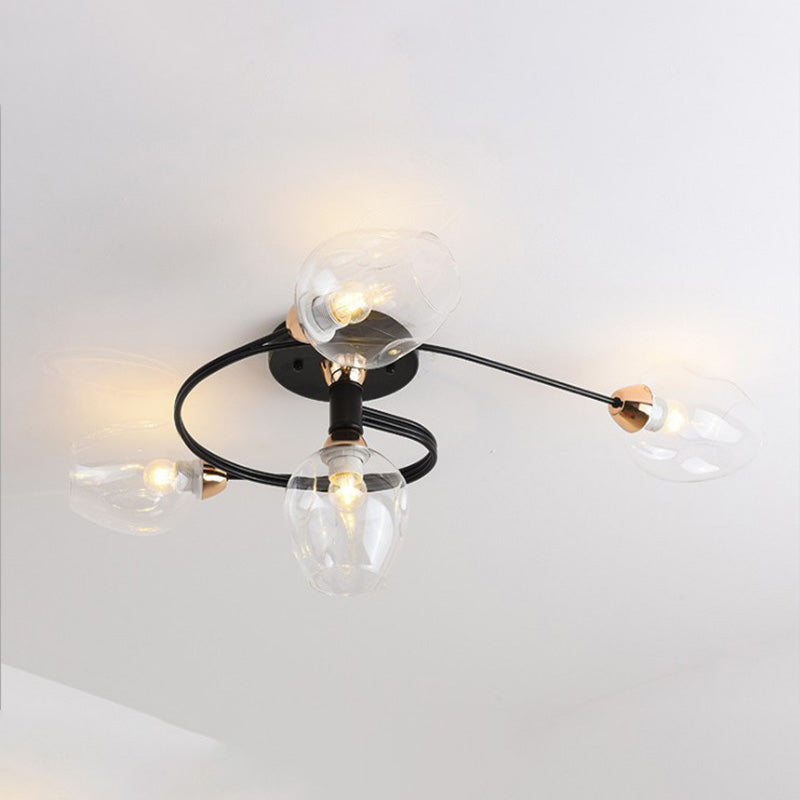 Valentina Flush Mount Ceiling Light, Glass, Black/Gold, Dining Room - Neutral Decor