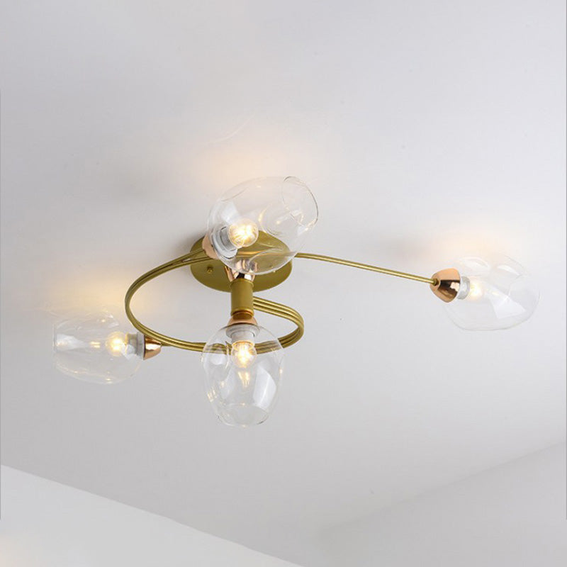 Valentina Flush Mount Ceiling Light, Glass, Black/Gold, Dining Room - Neutral Decor