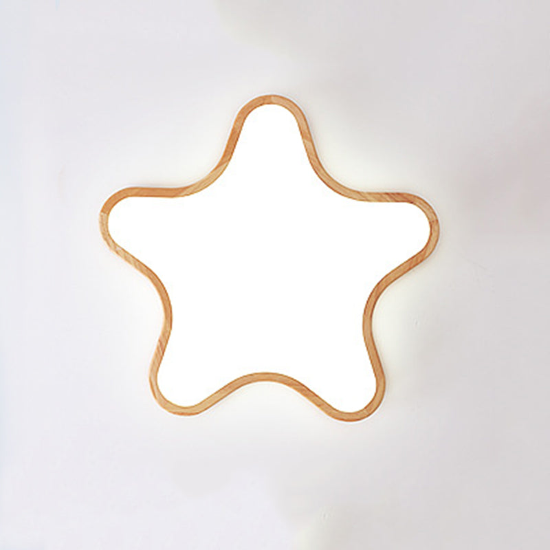 Arisha Moon/Cloud/Star Shape Flush Mount Ceiling Light, Wood & Arcylic - Neutral Decor