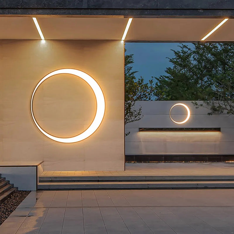 Ray Art Deco Ring Metal Lunar Glow Outdoor Wall Light - Neutral Decor