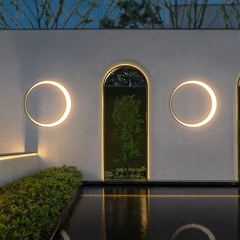 Ray Art Deco Ring Metal Lunar Glow Outdoor Wall Light - Neutral Decor