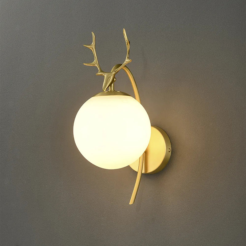 Valentina Modern Art-Deco Deer Bedside Wall Lamp, Black/Gold - Neutral Decor