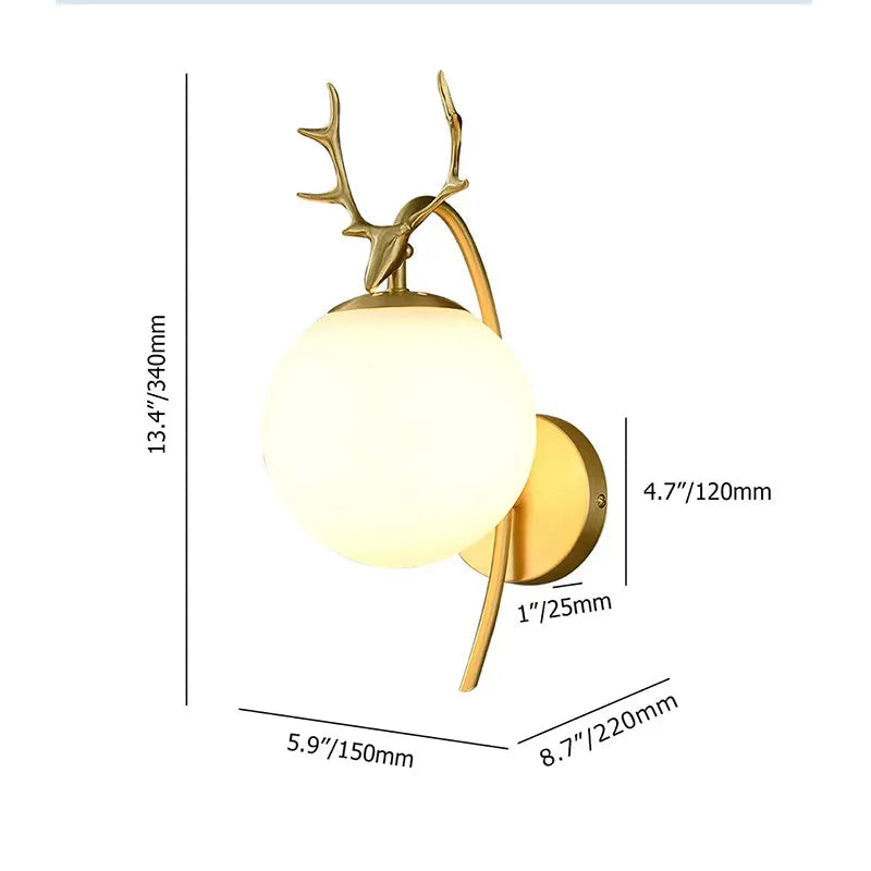 Valentina Modern Art-Deco Deer Bedside Wall Lamp, Black/Gold - Neutral Decor
