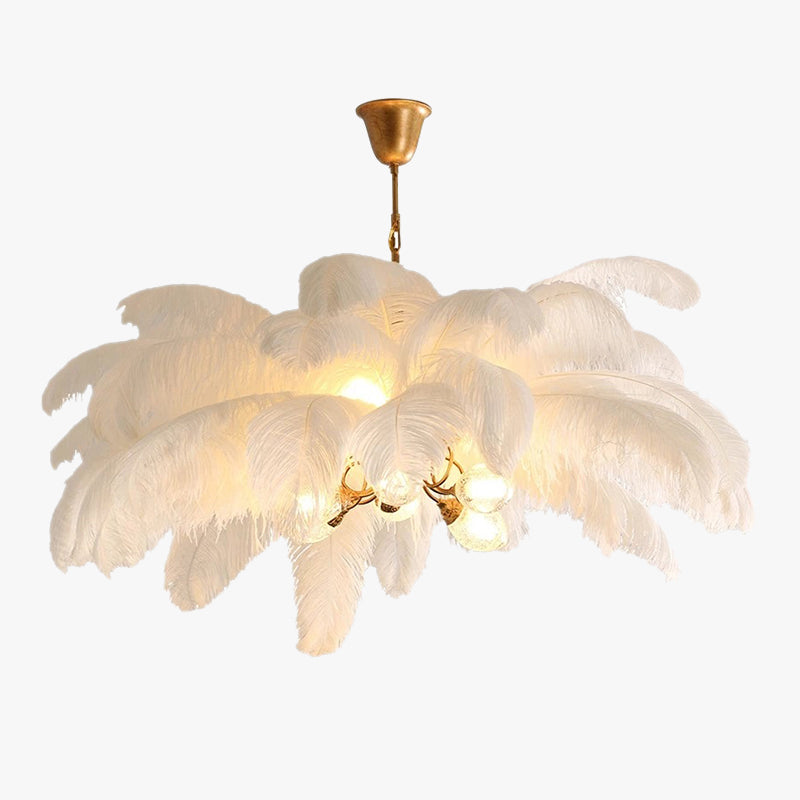 O'Moore Nordic Luxury Pendant Light, Brass/Feather - Neutral Decor