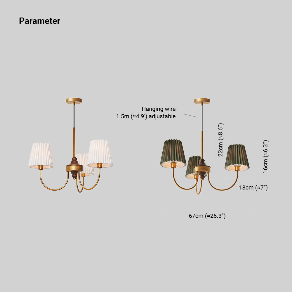 Silva Modern Retro Fabric Chandelier, White/Green - Neutral Decor