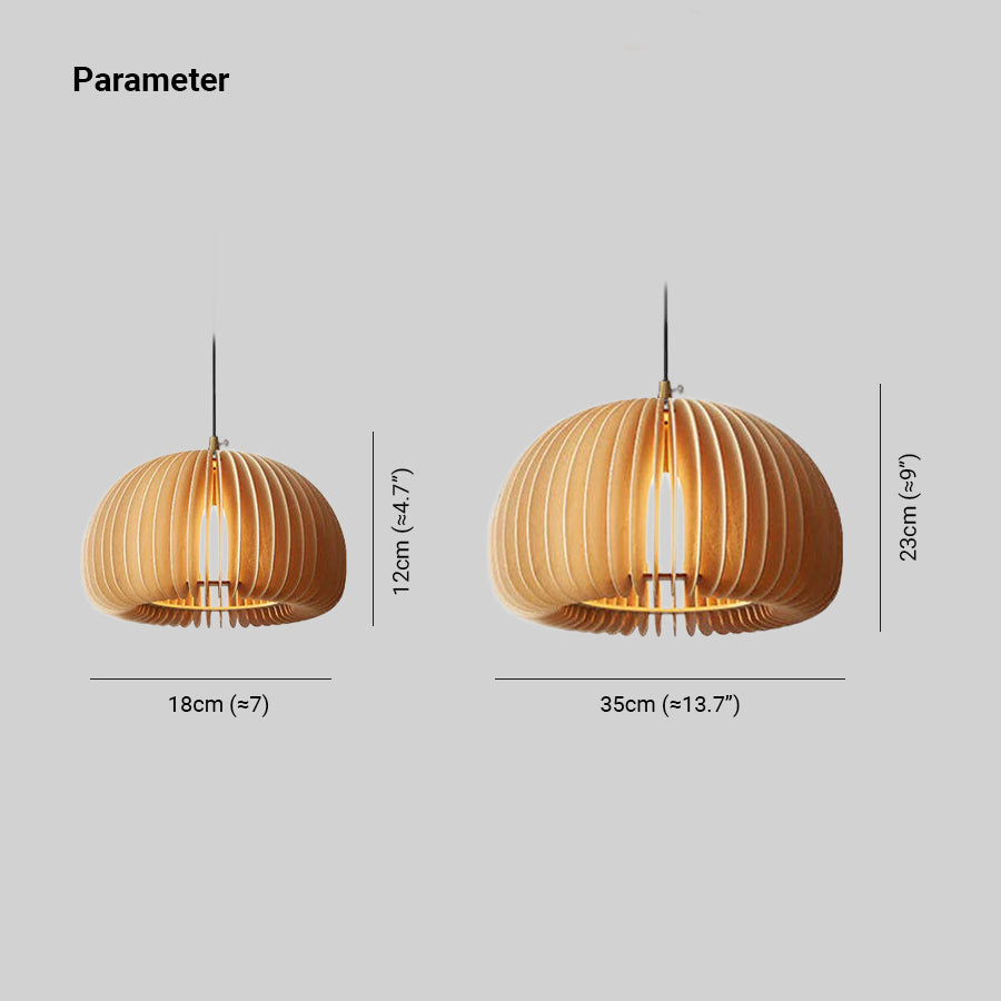 Muto Pumpkin Pendant Light, Wood - Neutral Decor