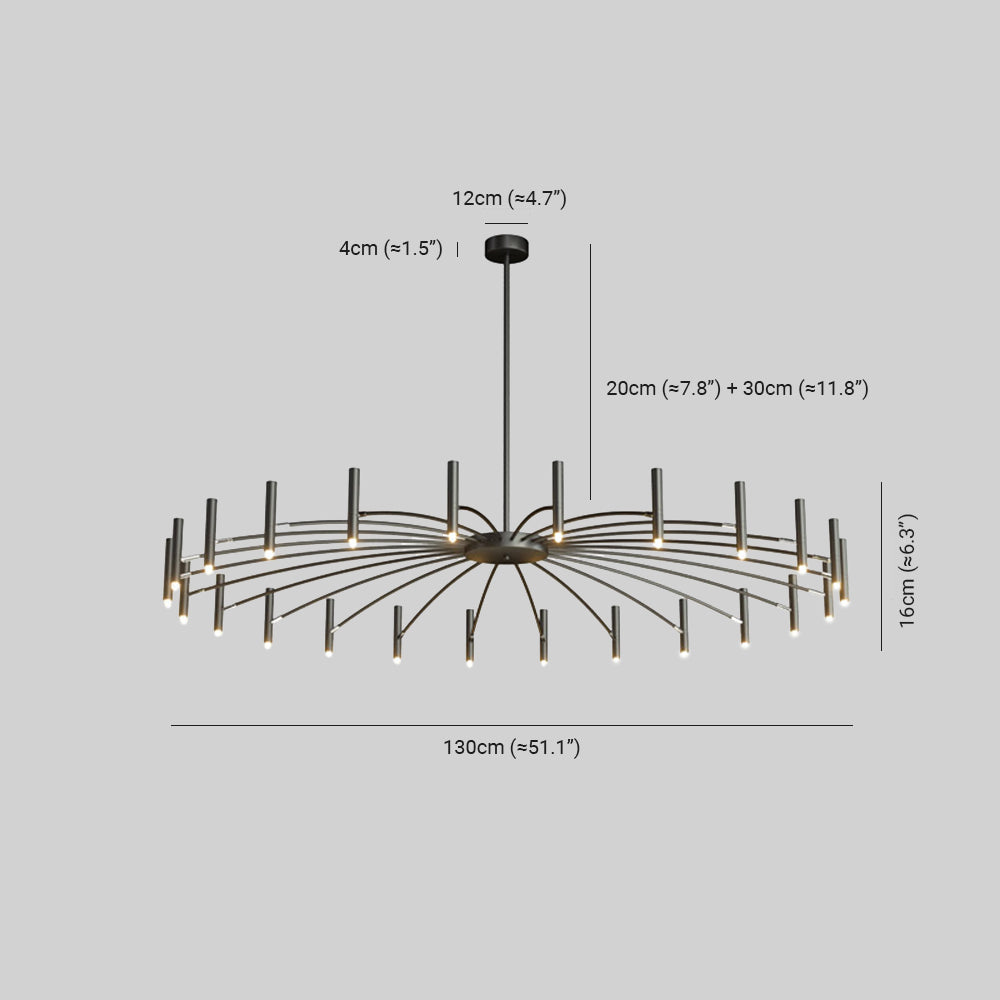 Arisha Modern Blown Linear Metal Multi-heads Chandelier - Neutral Decor
