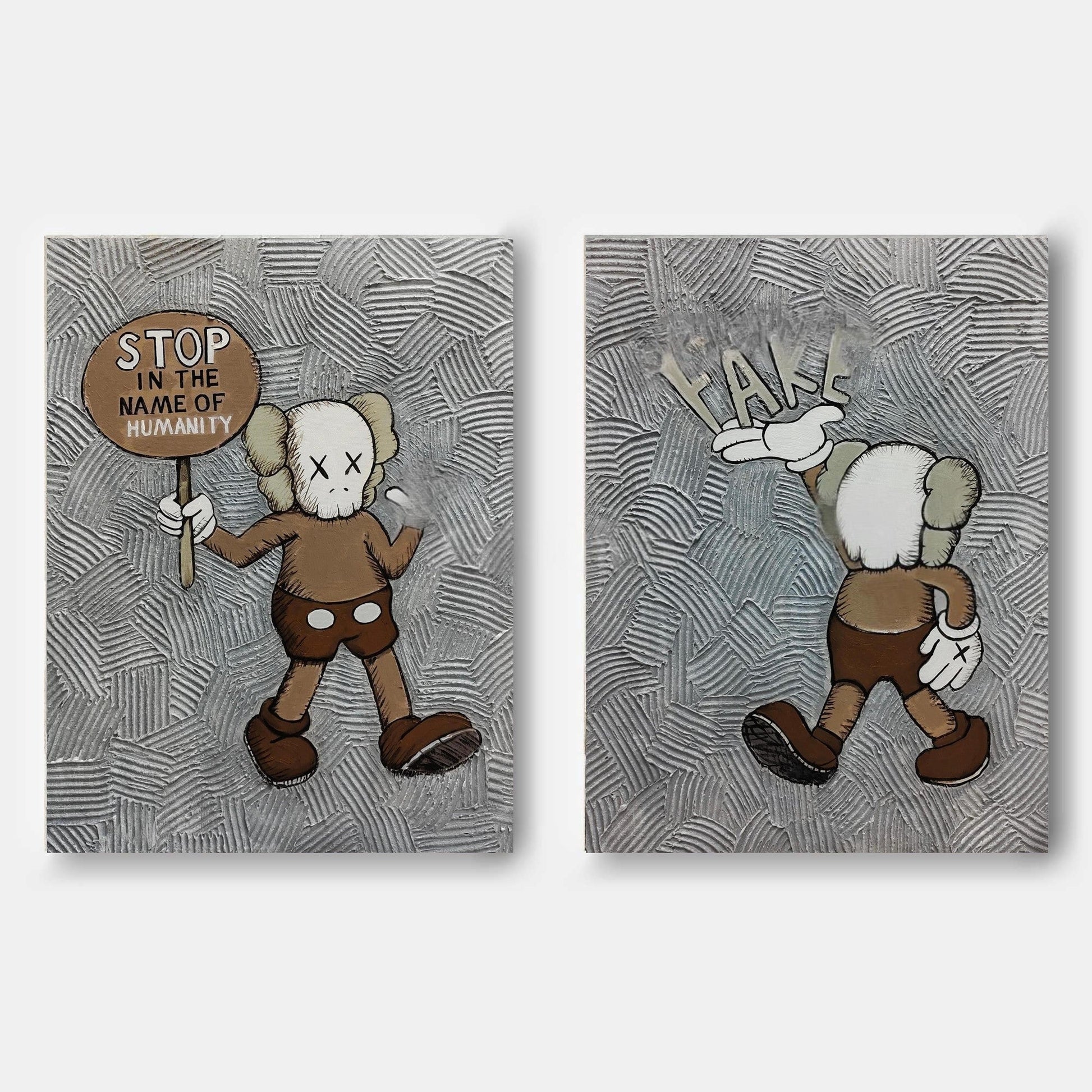 Kaws Companion 2-Piece Pop Art Painting Set - Neutralighting
