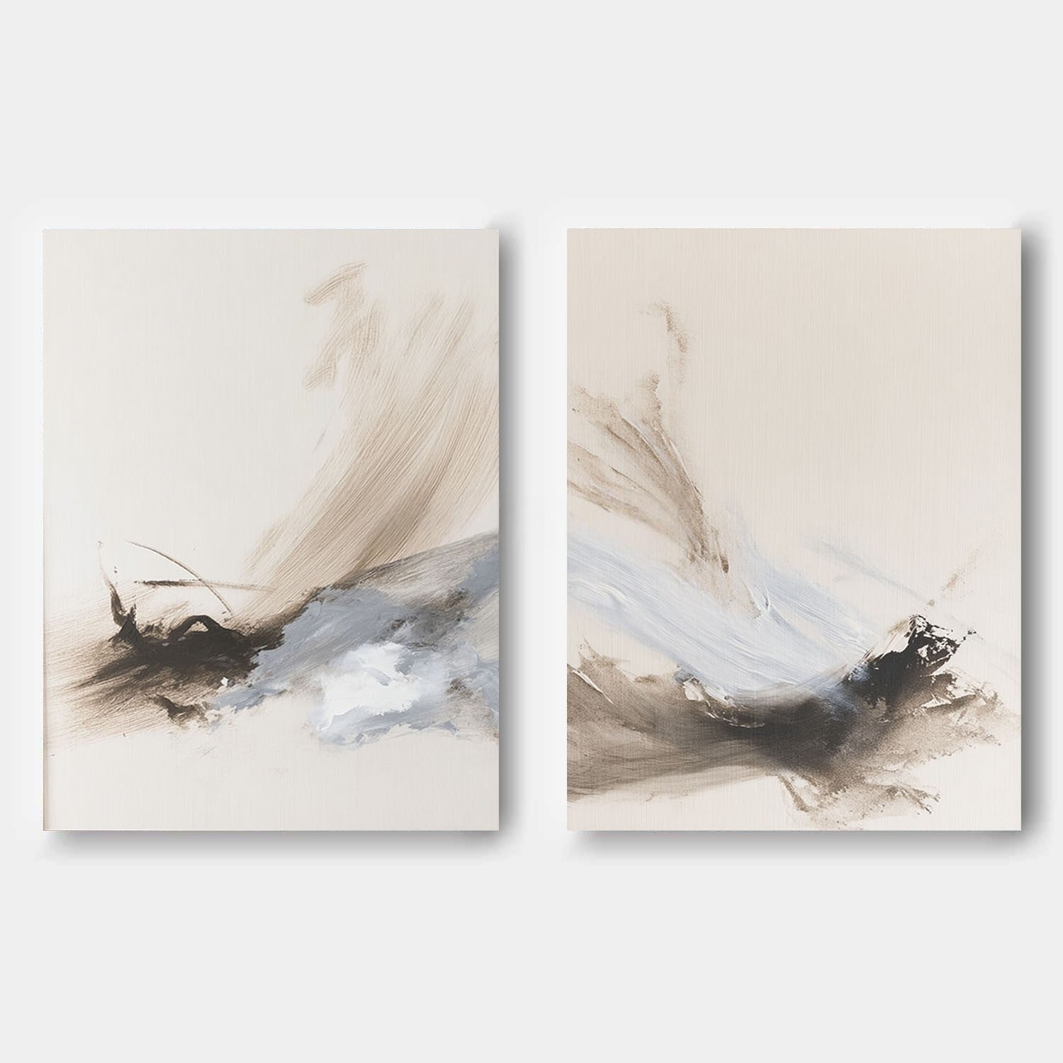 Wabi-Sabi Abstract Diptych Painting - Neutralighting
