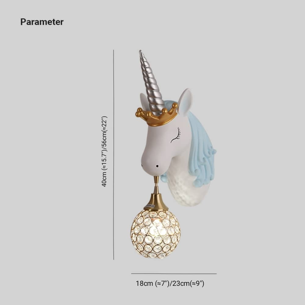 Arisha Modern Unicorn/Strawberry Art Wall Lamp, Pink/Blue - Neutral Decor
