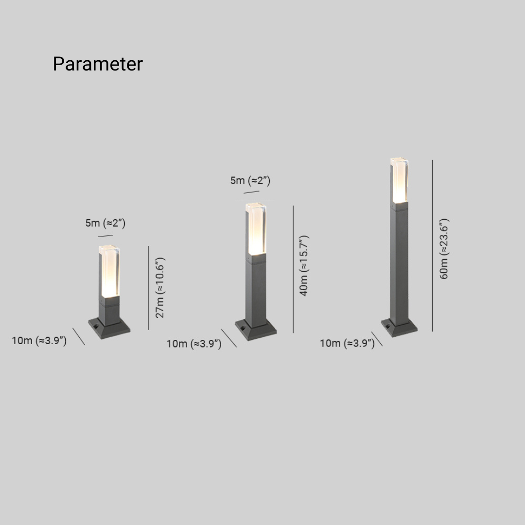 Ray Modern Rectangular Column Solar Outdoor Path Light, Black - Neutral Decor