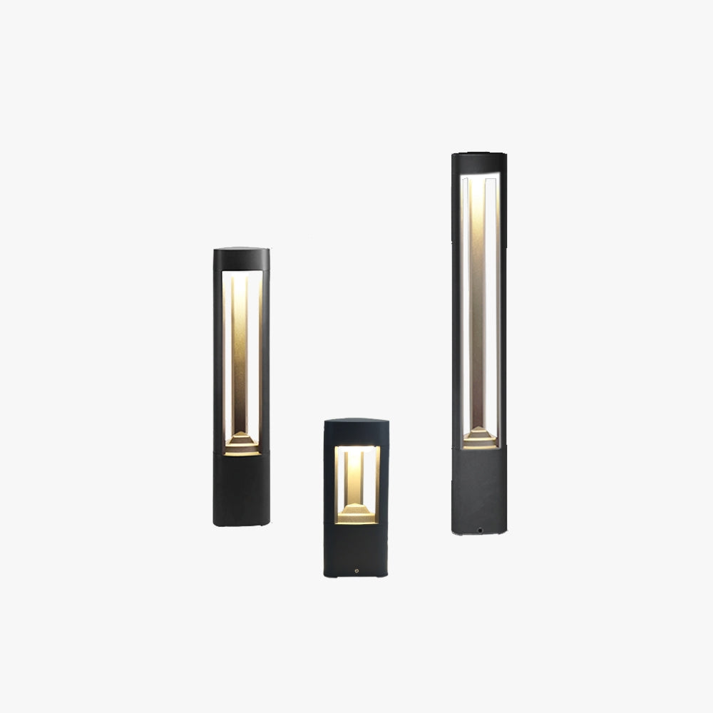 Ray Contemporary Metal Triangular Hollow Outdoor Path Light, Black - Neutral Decor