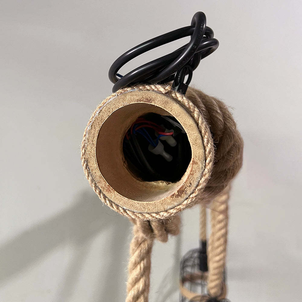 Silva Vintage 3 Heads Wood Rope Pendant Light - Neutral Decor