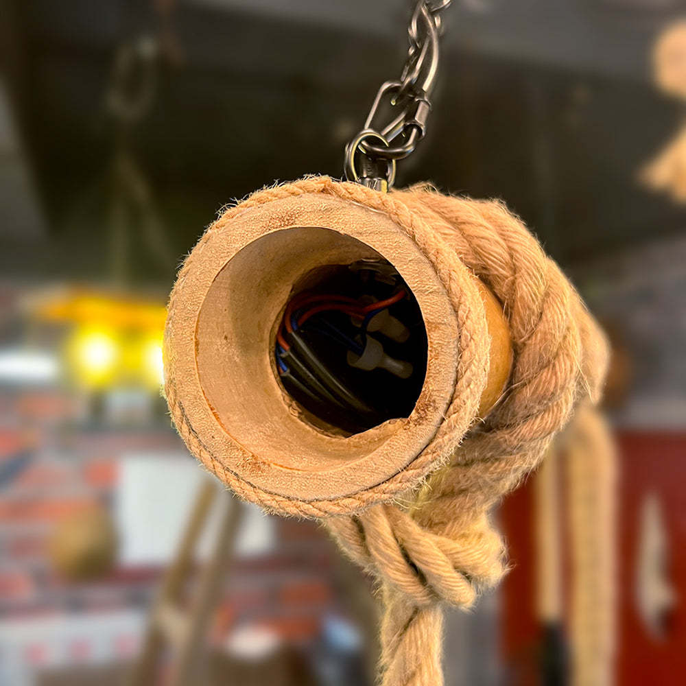 Silva Vintage 3 Heads Wood Rope Pendant Light - Neutral Decor