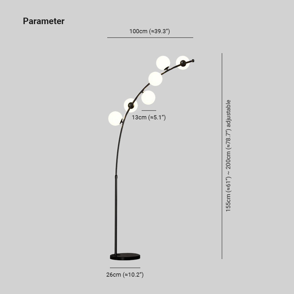 Valentina Modern Arc Multi Head Bubble Floor Lamp Black/Gold - Neutral Decor