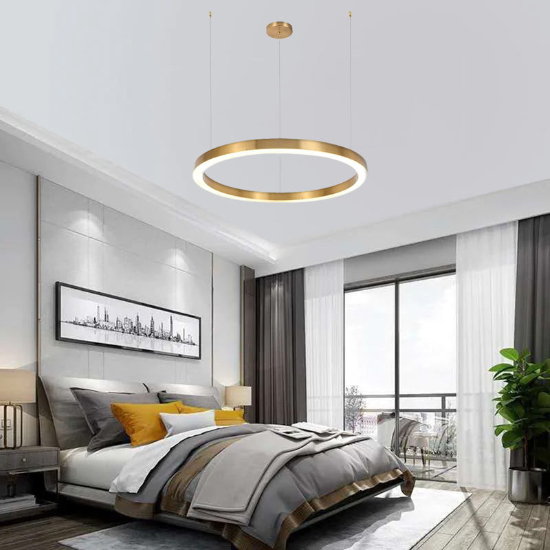 Arisha Modern Ring Metal Pendant Light, Gold - Neutral Decor