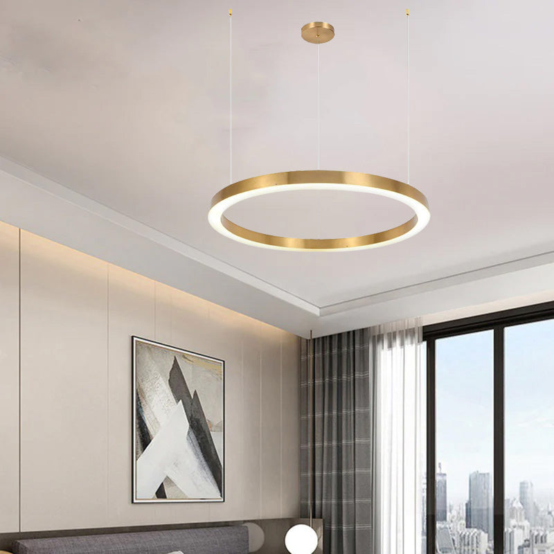 Arisha Modern Ring Metal Pendant Light, Gold - Neutral Decor