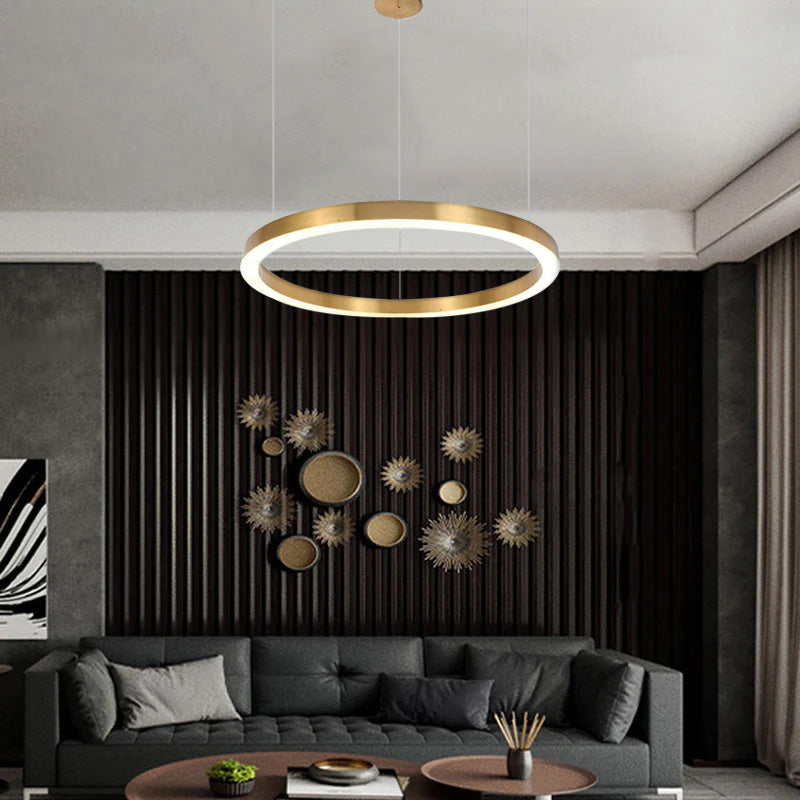 Arisha Modern Ring Metal Pendant Light, Gold - Neutral Decor