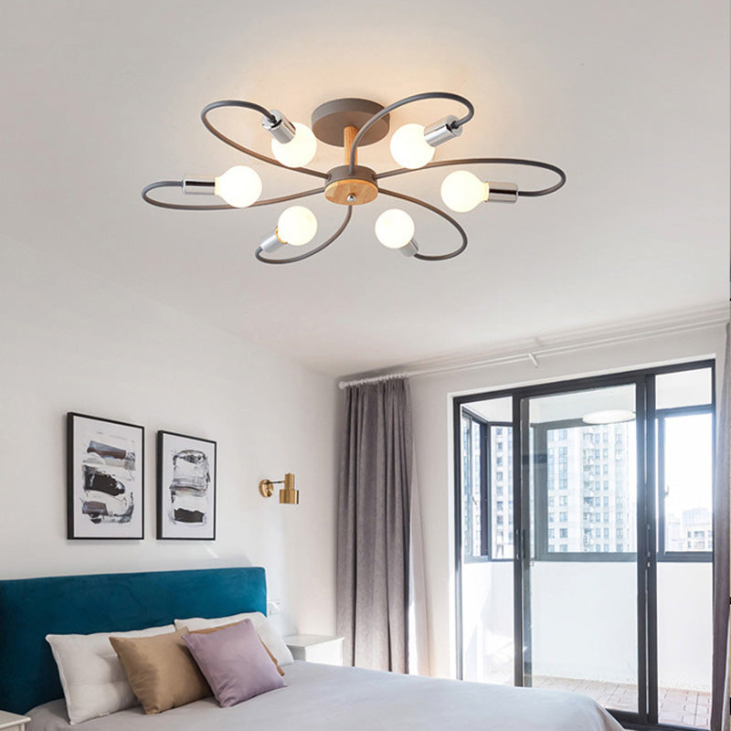 Arisha Elegant Metal/Glass Flush Mount Ceiling Light, Grey/Green - Neutral Decor