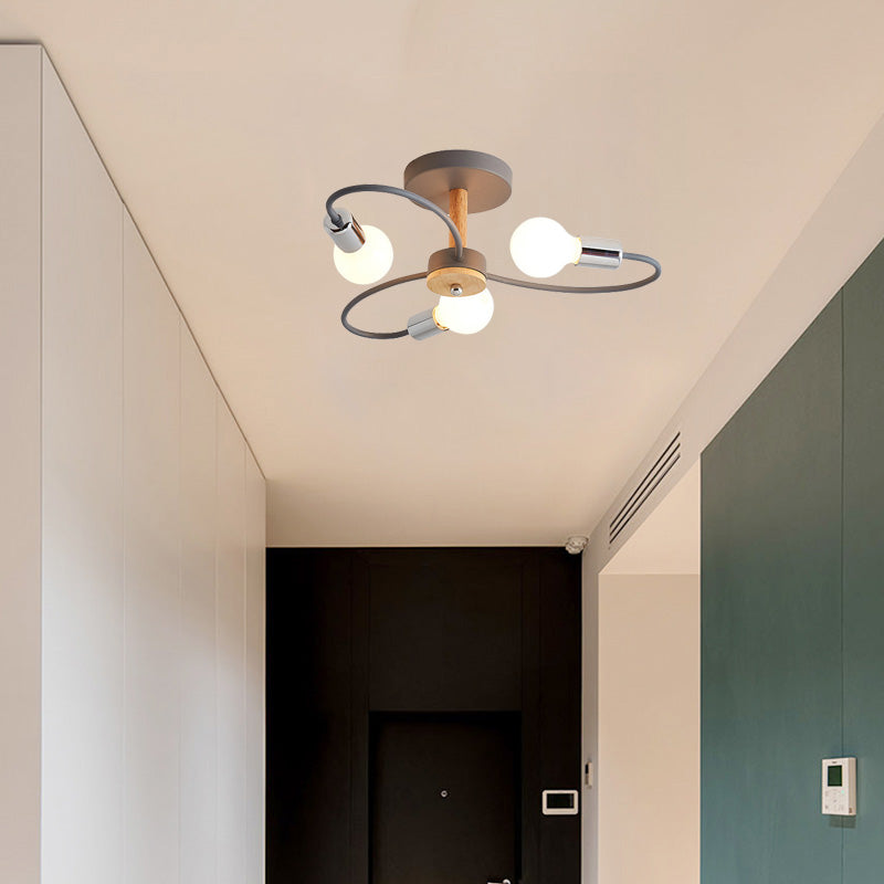 Arisha Elegant Metal/Glass Flush Mount Ceiling Light, Grey/Green - Neutral Decor