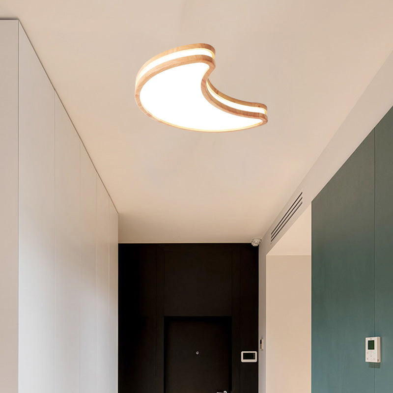 Arisha Moon/Cloud/Star Shape Flush Mount Ceiling Light, Wood & Arcylic - Neutral Decor