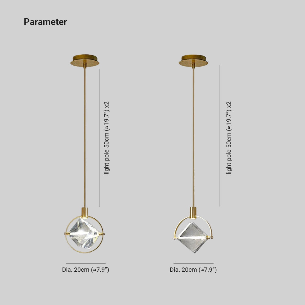 Kristy Modern Luxury Geometry Metal/Crystal Pendant Light, Gold - Neutral Decor