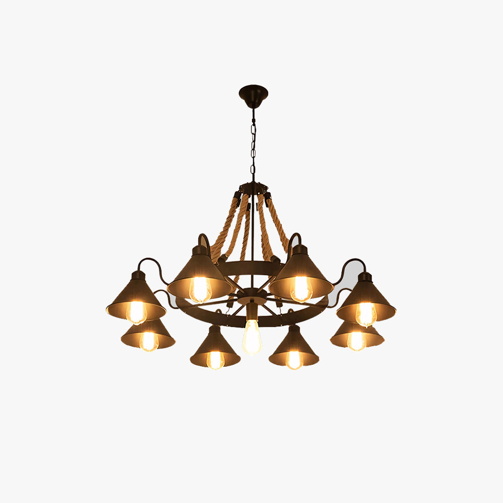 Epoch Vintage Industrial Rope Chandelier Living Room - Neutral Decor