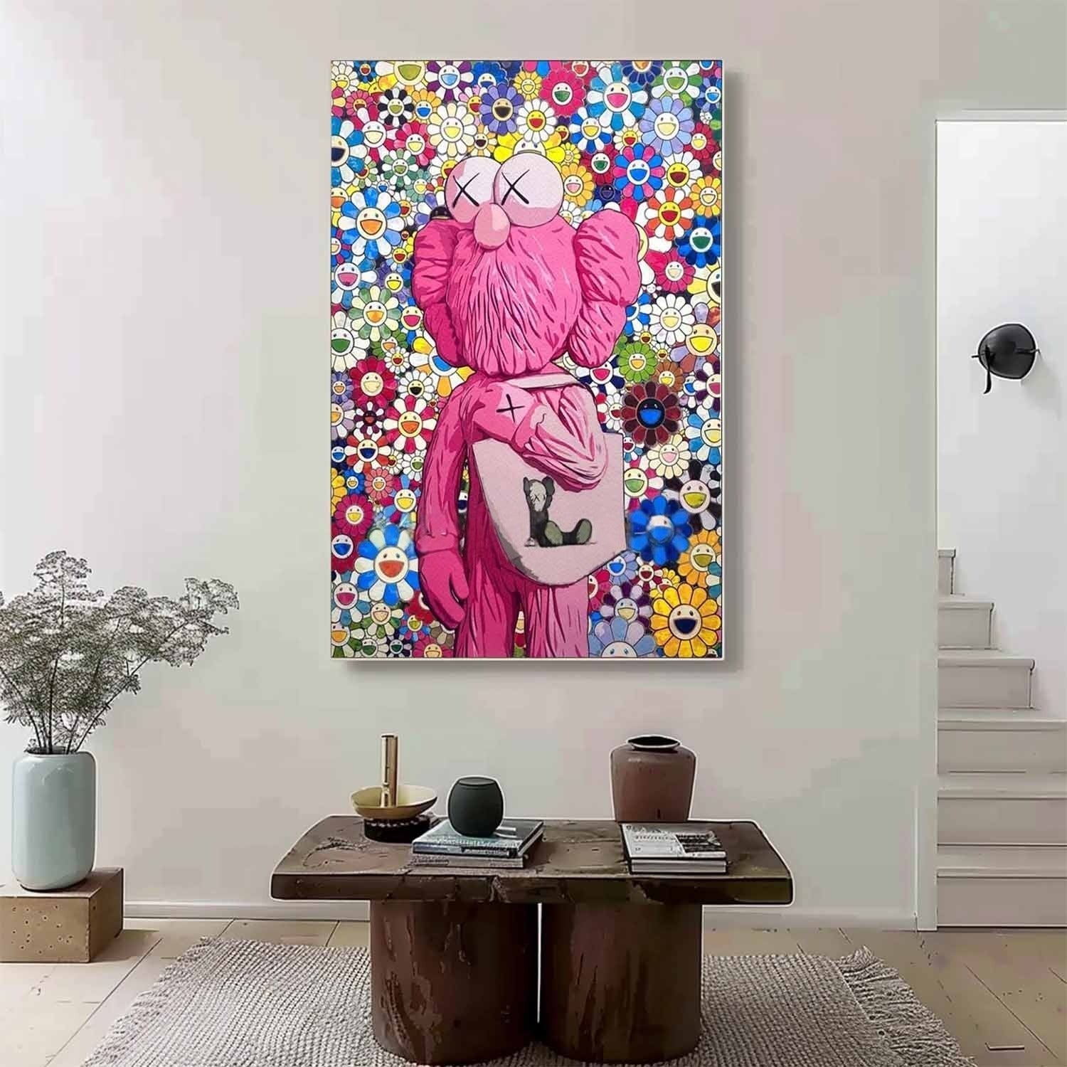 Wall Art Kaws Pink Cartoon Murakami Flower - Neutralighting
