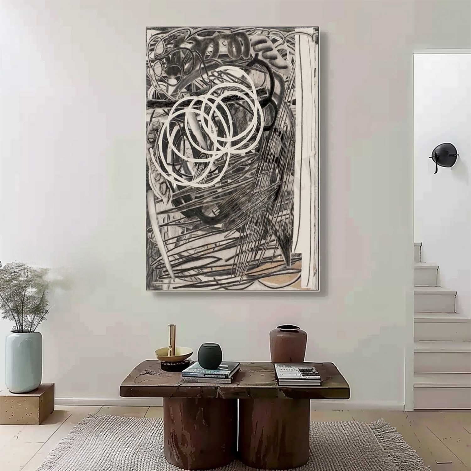 Wall Art Vertical Expressionist Painting - Neutralighting