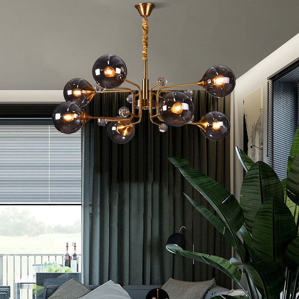 Valentina Nordic Modern Chandelier Clear/Grey Metal Living Room - Neutral Decor