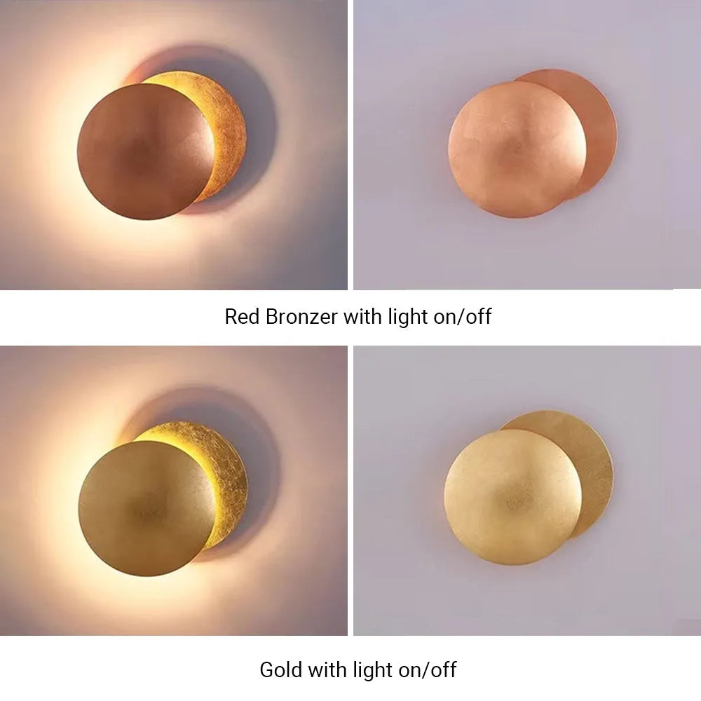 Arisha Modern Minimalist Round Moon Eclipse Wall Lamp - Neutral Decor