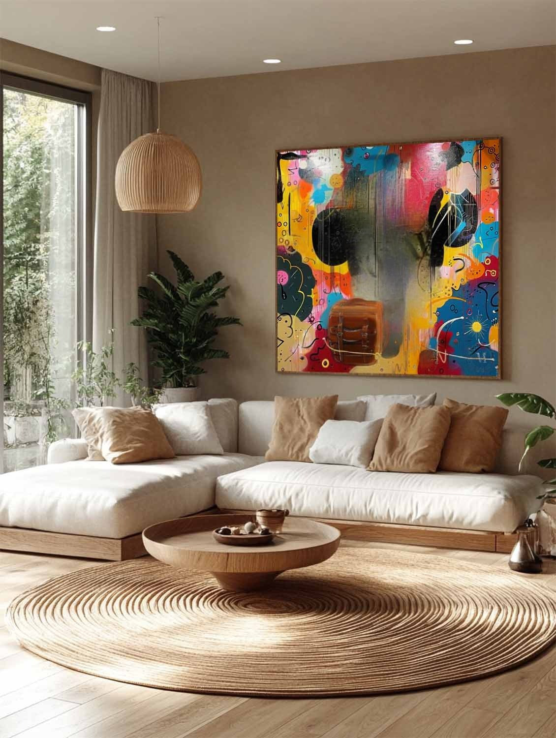 Wall Art Pop Mickey Brown Bag Colorful Graffiti - Neutralighting